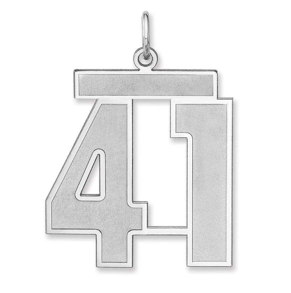 Sterling Silver/Rhodium-plated Satin Number Charm