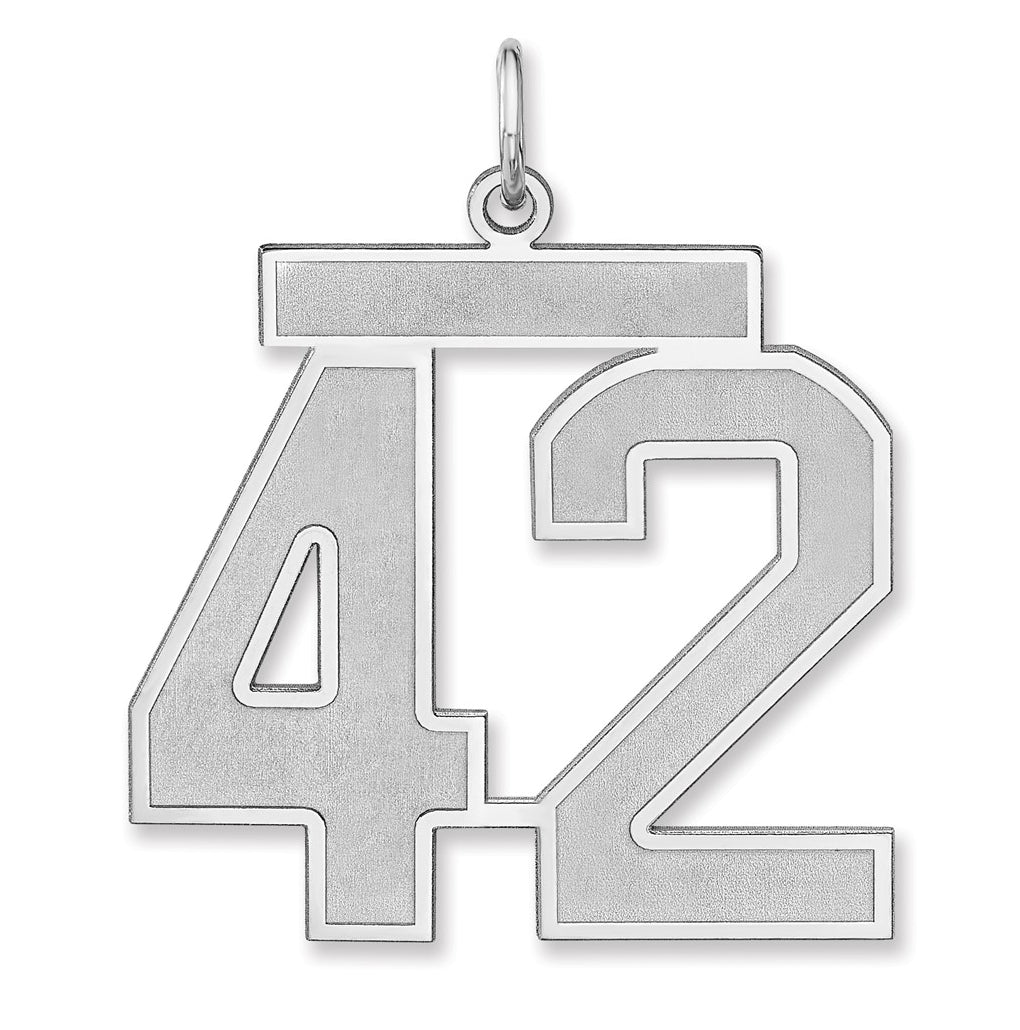 Sterling Silver/Rhodium-plated Satin Number Charm