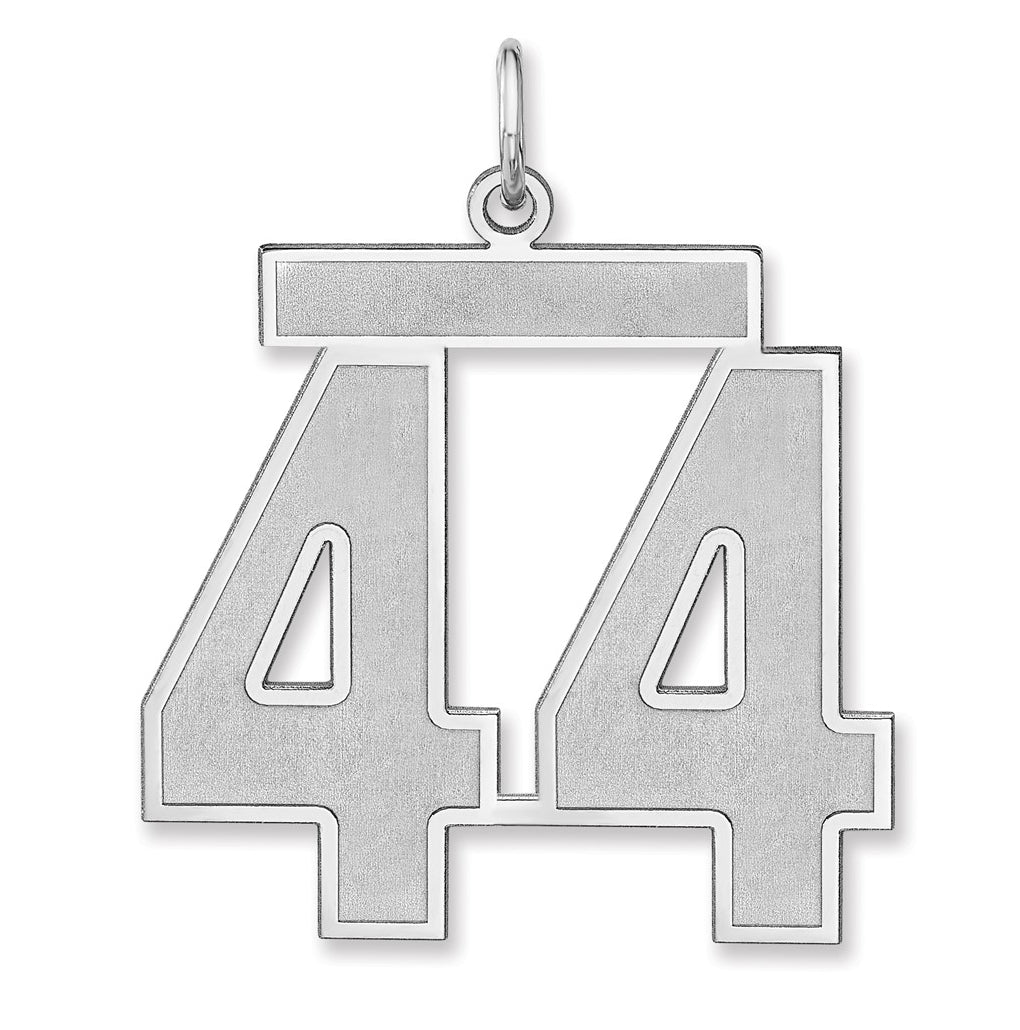 Sterling Silver/Rhodium-plated Satin Number Charm
