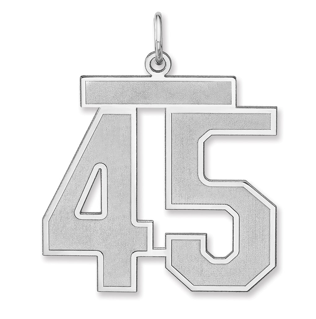 Sterling Silver/Rhodium-plated Satin Number Charm