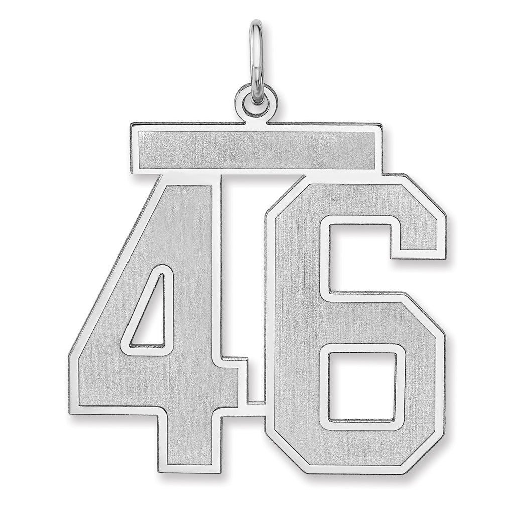 Sterling Silver/Rhodium-plated Satin Number Charm