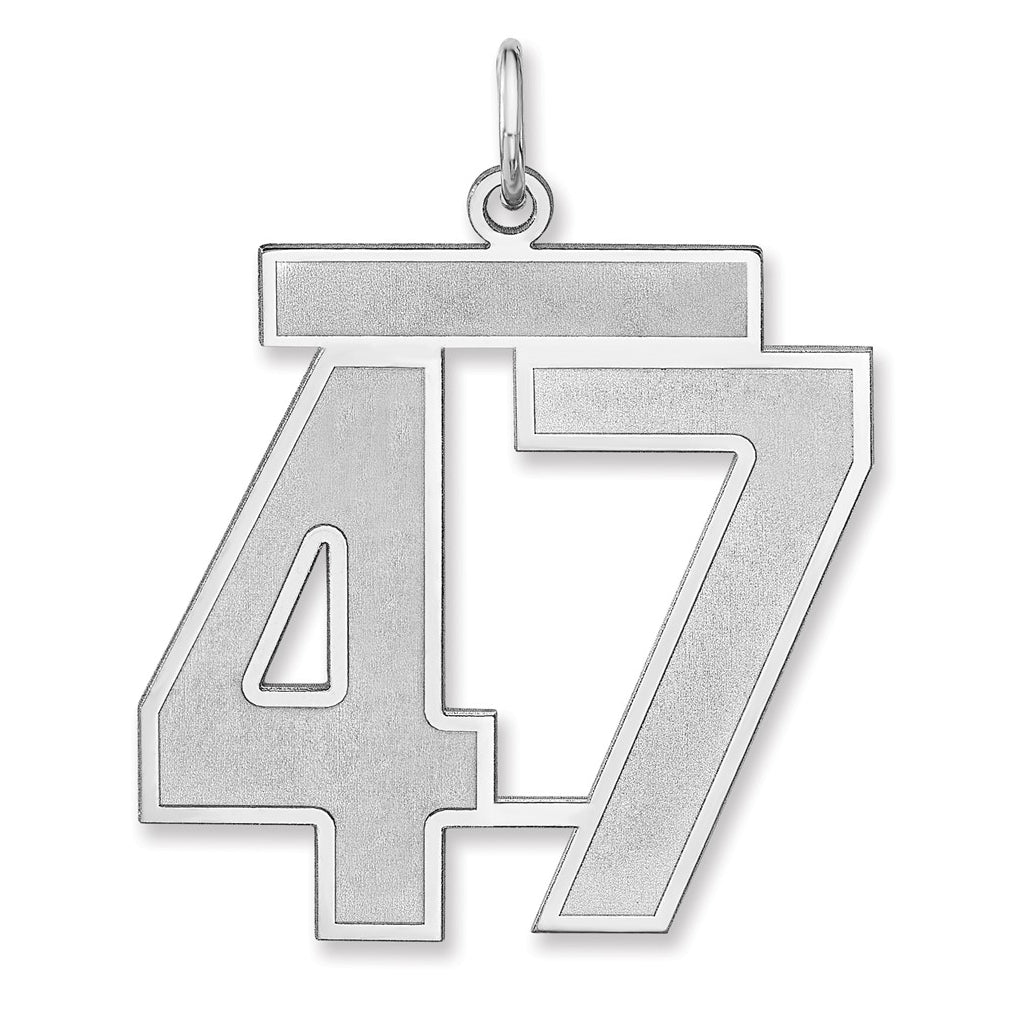 Sterling Silver/Rhodium-plated Satin Number Charm