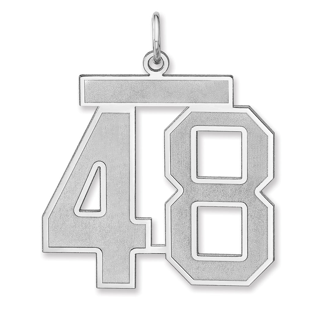 Sterling Silver/Rhodium-plated Satin Number Charm