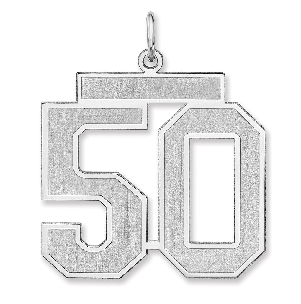 Sterling Silver/Rhodium-plated Satin Number Charm