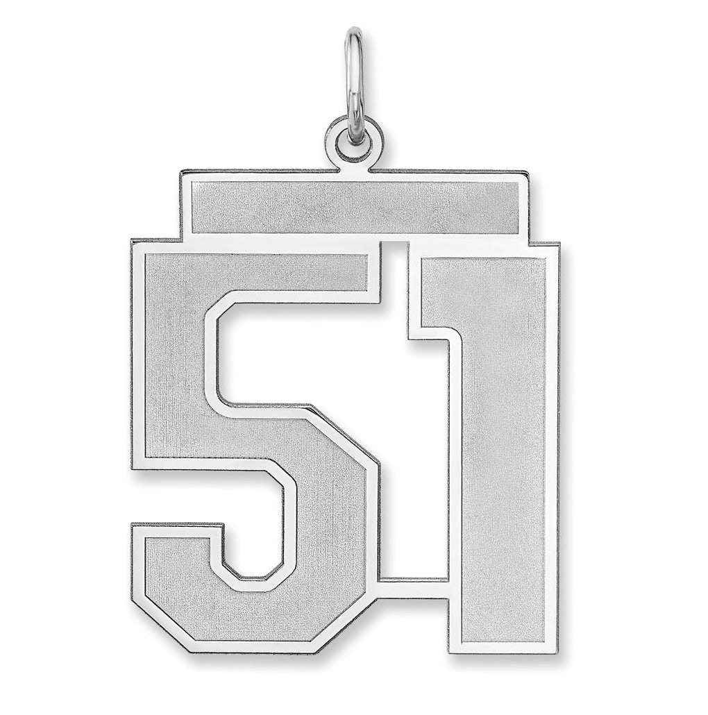 Sterling Silver/Rhodium-plated Satin Number Charm