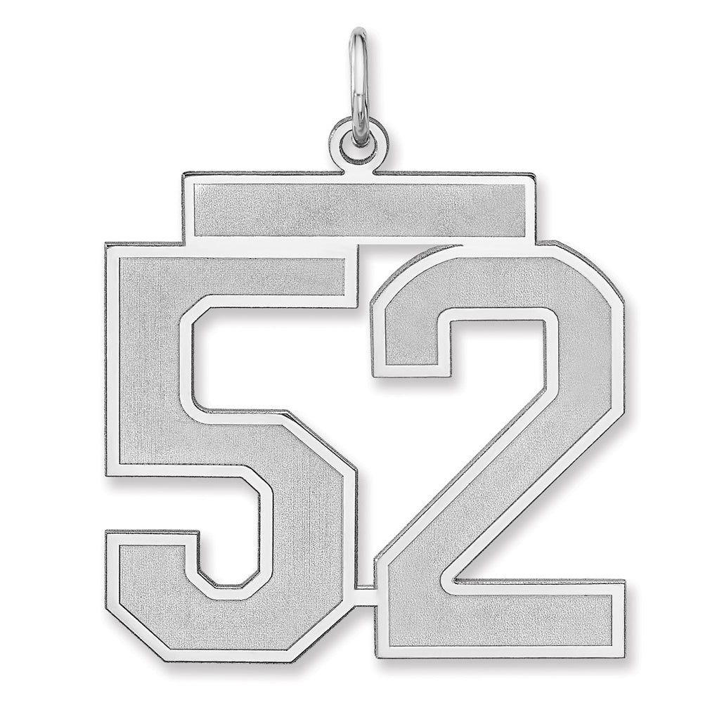 Sterling Silver/Rhodium-plated Satin Number Charm