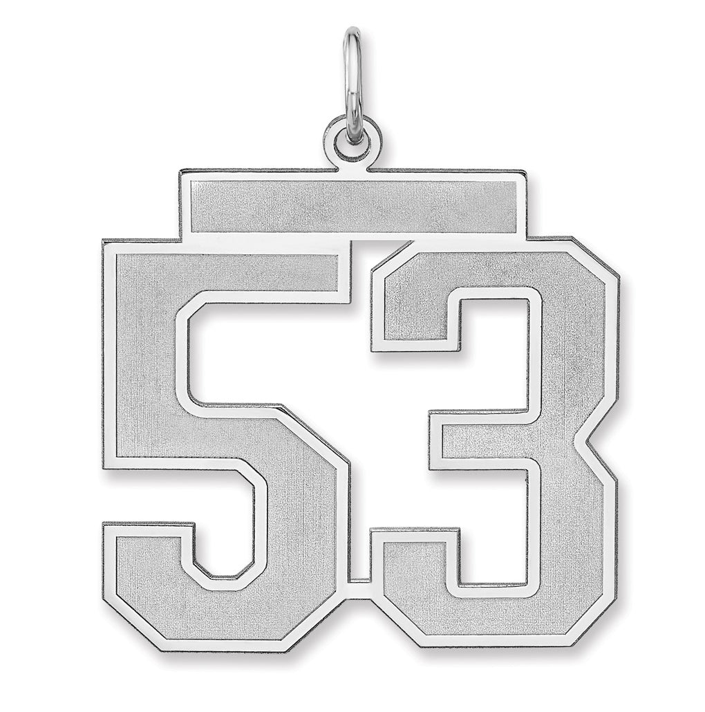 Sterling Silver/Rhodium-plated Satin Number Charm