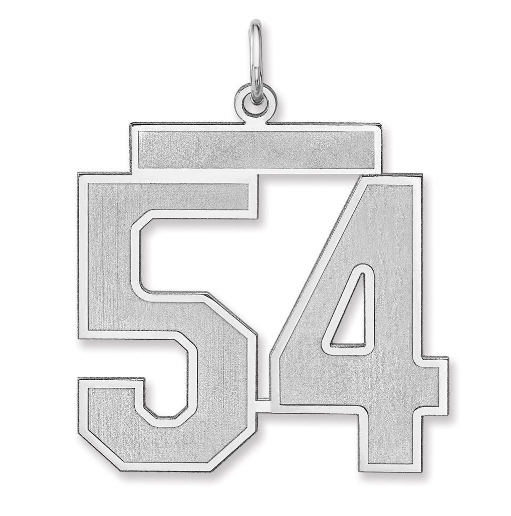 Sterling Silver/Rhodium-plated Satin Number Charm