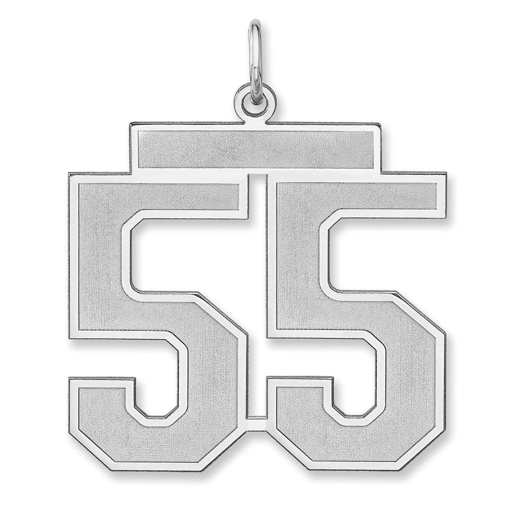 Sterling Silver/Rhodium-plated Satin Number Charm