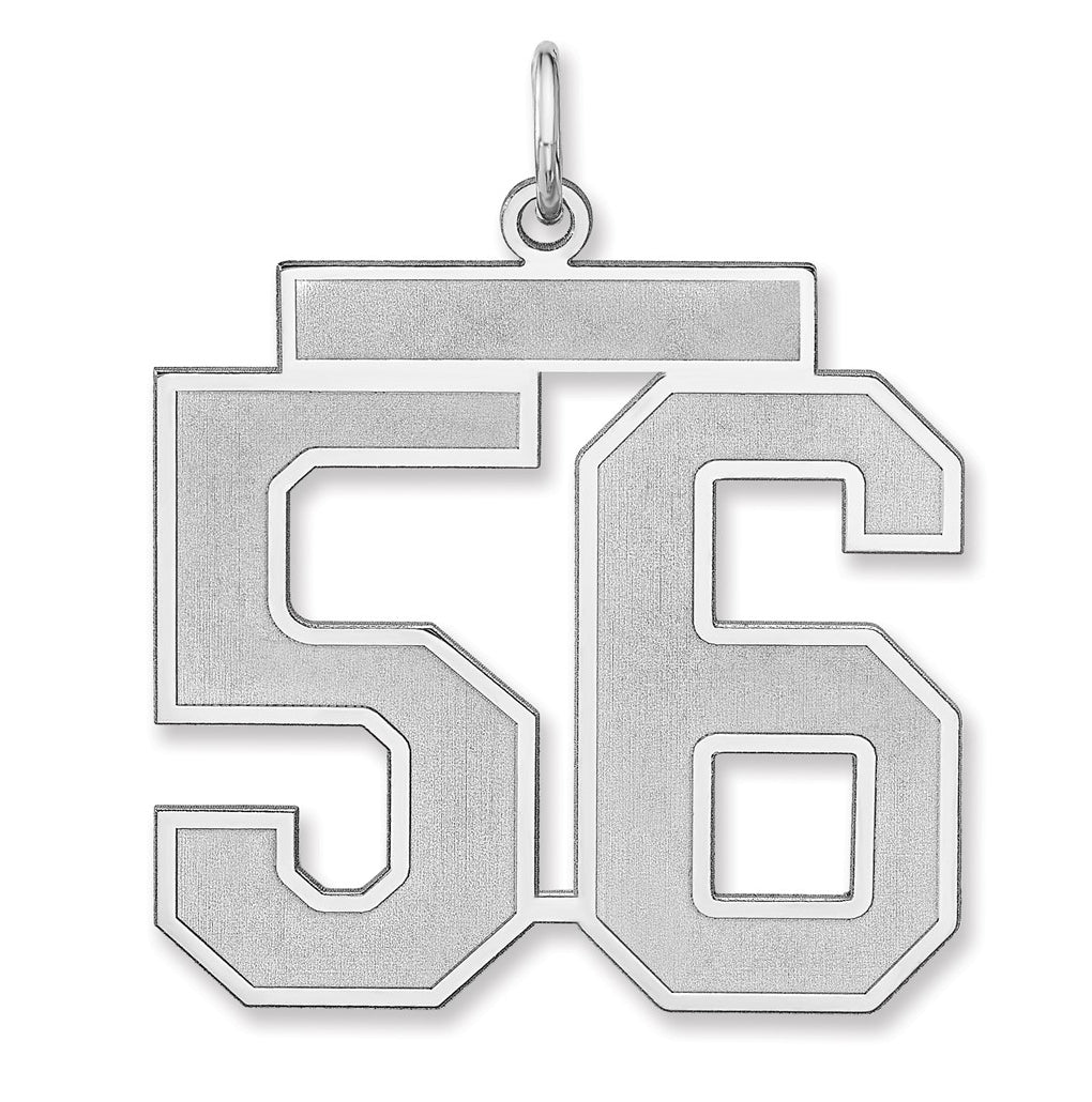 Sterling Silver/Rhodium-plated Satin Number Charm