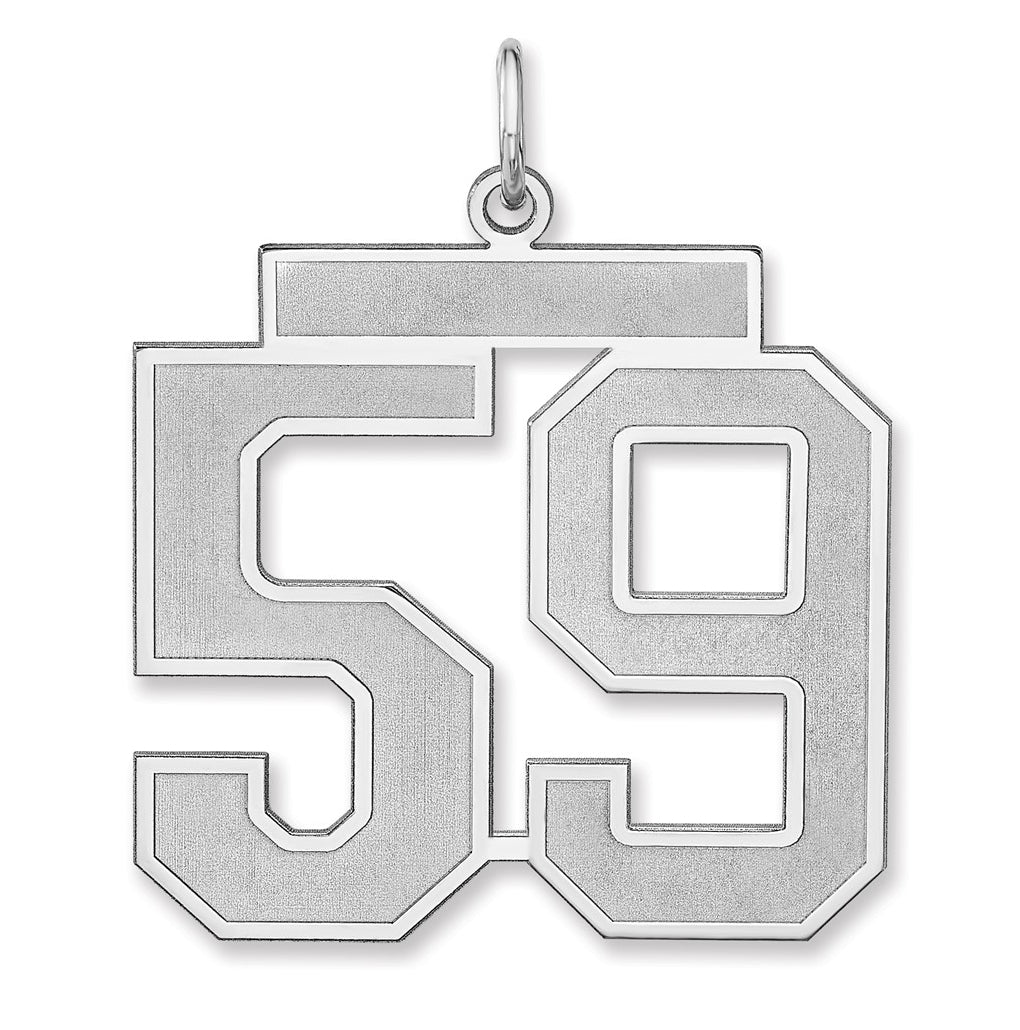 Sterling Silver/Rhodium-plated Satin Number Charm