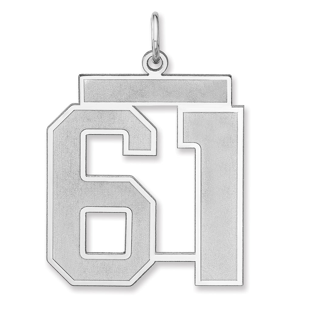 Sterling Silver/Rhodium-plated Satin Number Charm