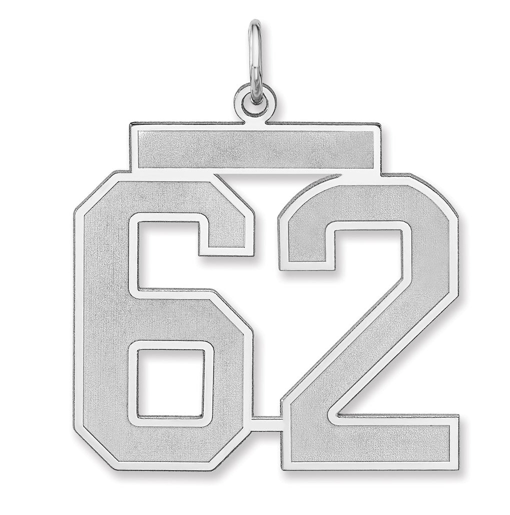 Sterling Silver/Rhodium-plated Satin Number Charm