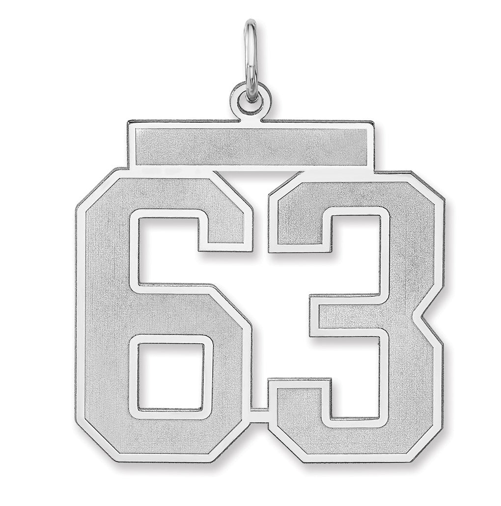 Sterling Silver/Rhodium-plated Satin Number Charm