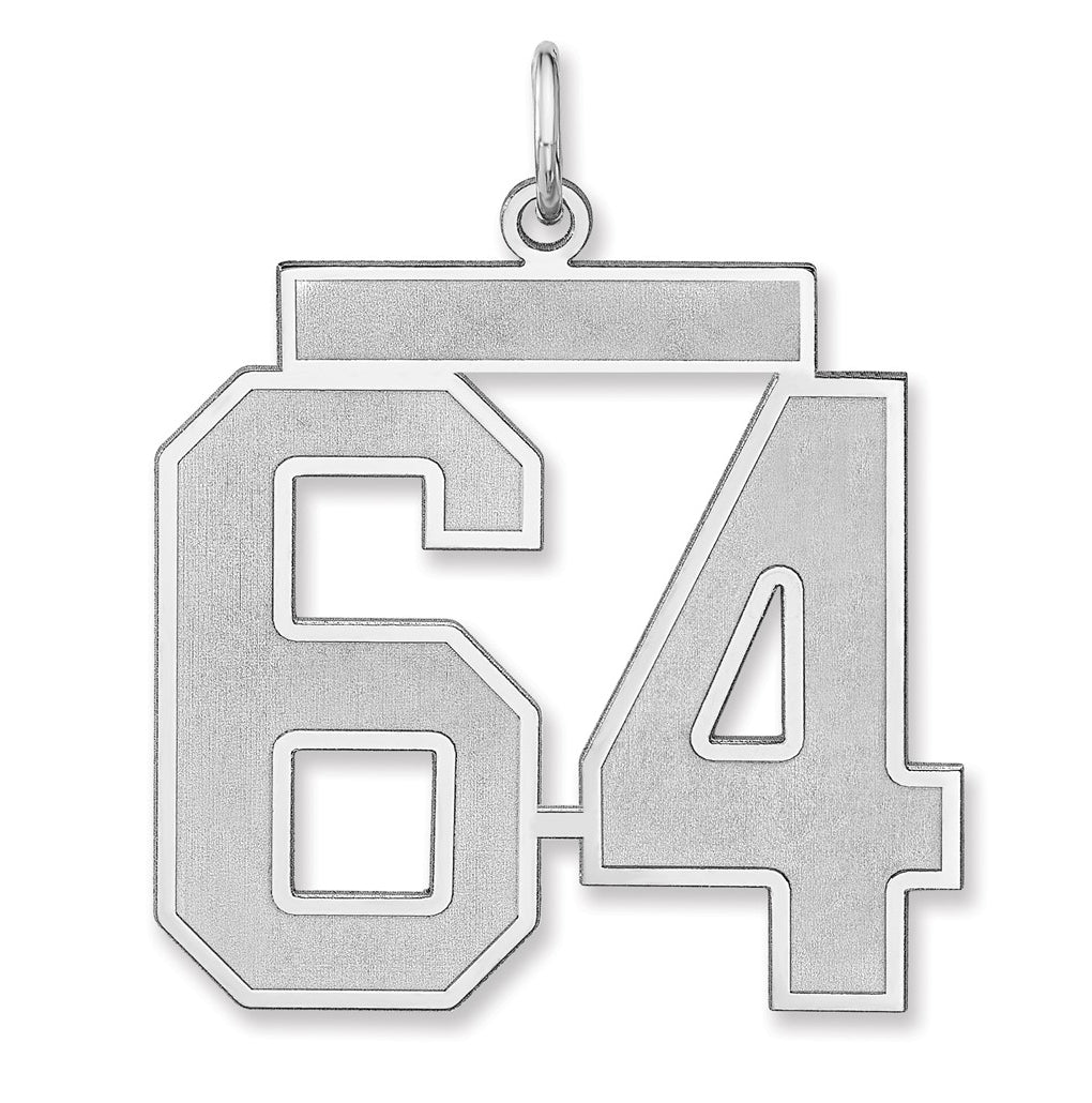 Sterling Silver/Rhodium-plated Satin Number Charm