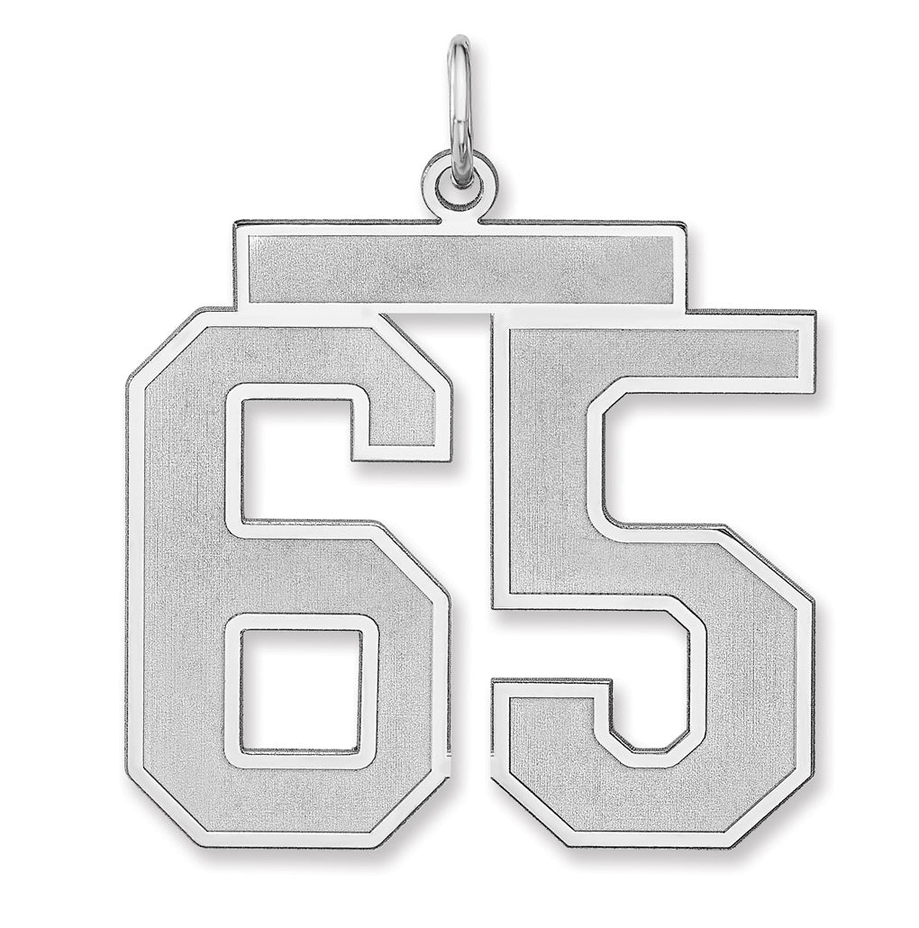 Sterling Silver/Rhodium-plated Satin Number Charm