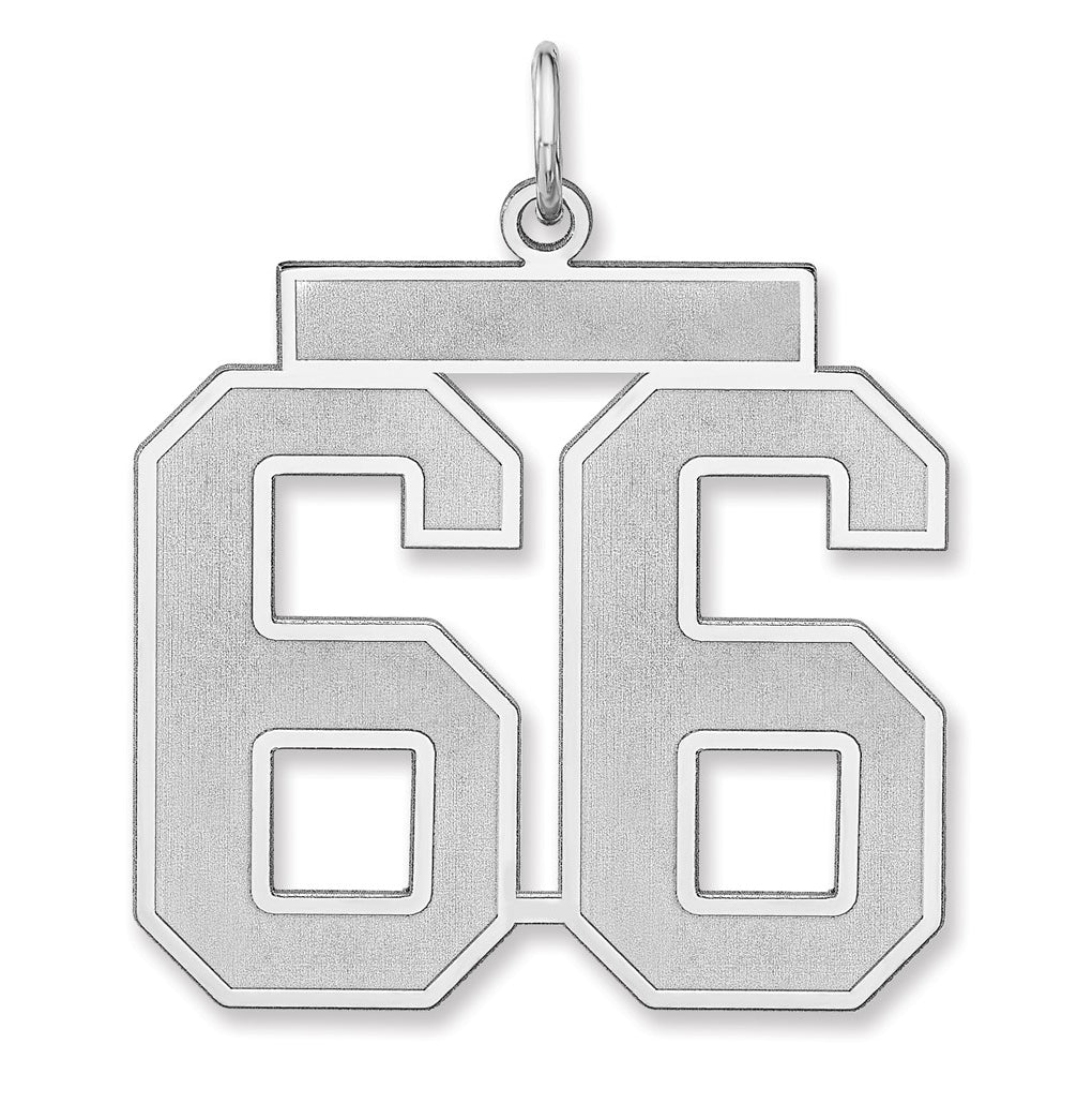 Sterling Silver/Rhodium-plated Satin Number Charm
