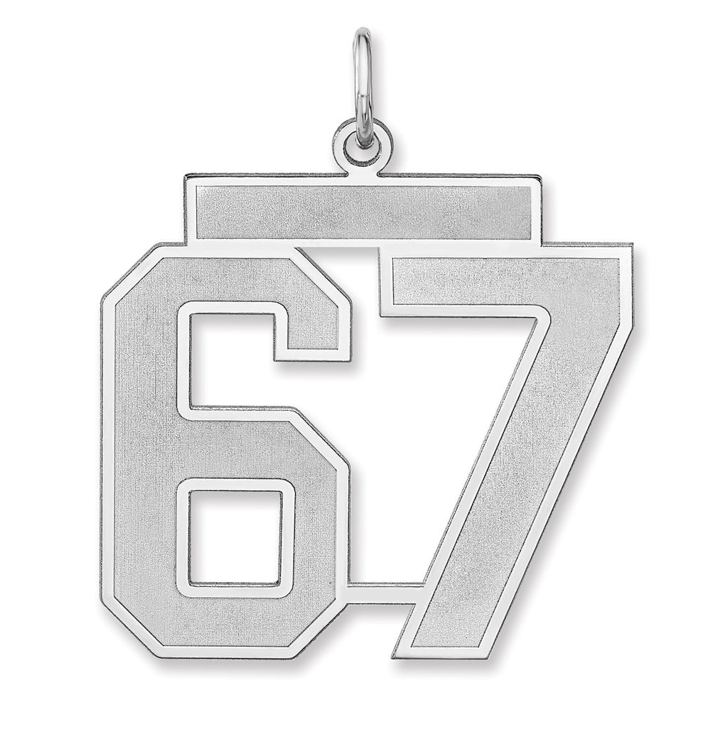 Sterling Silver/Rhodium-plated Satin Number Charm