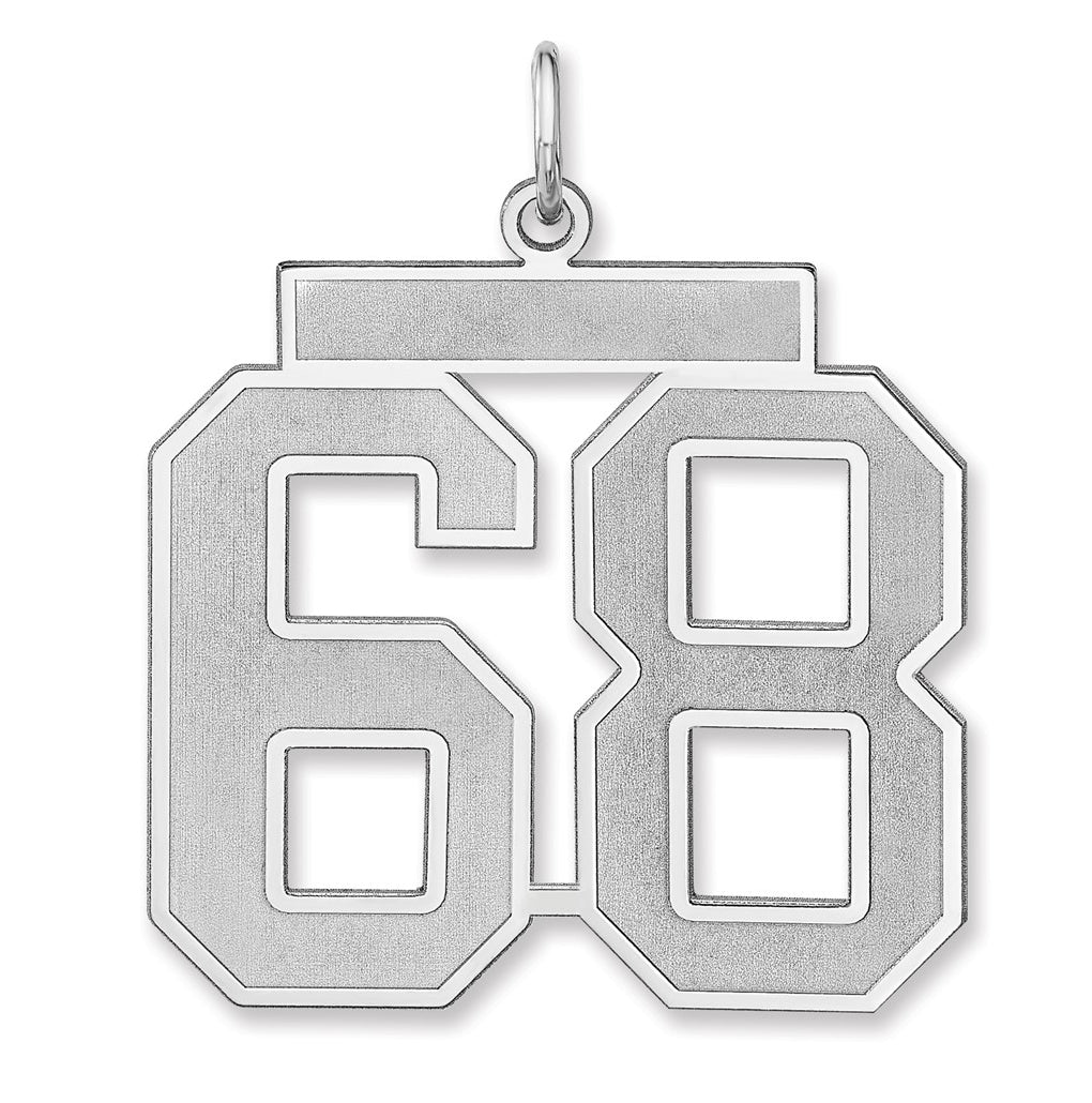 Sterling Silver/Rhodium-plated Satin Number Charm