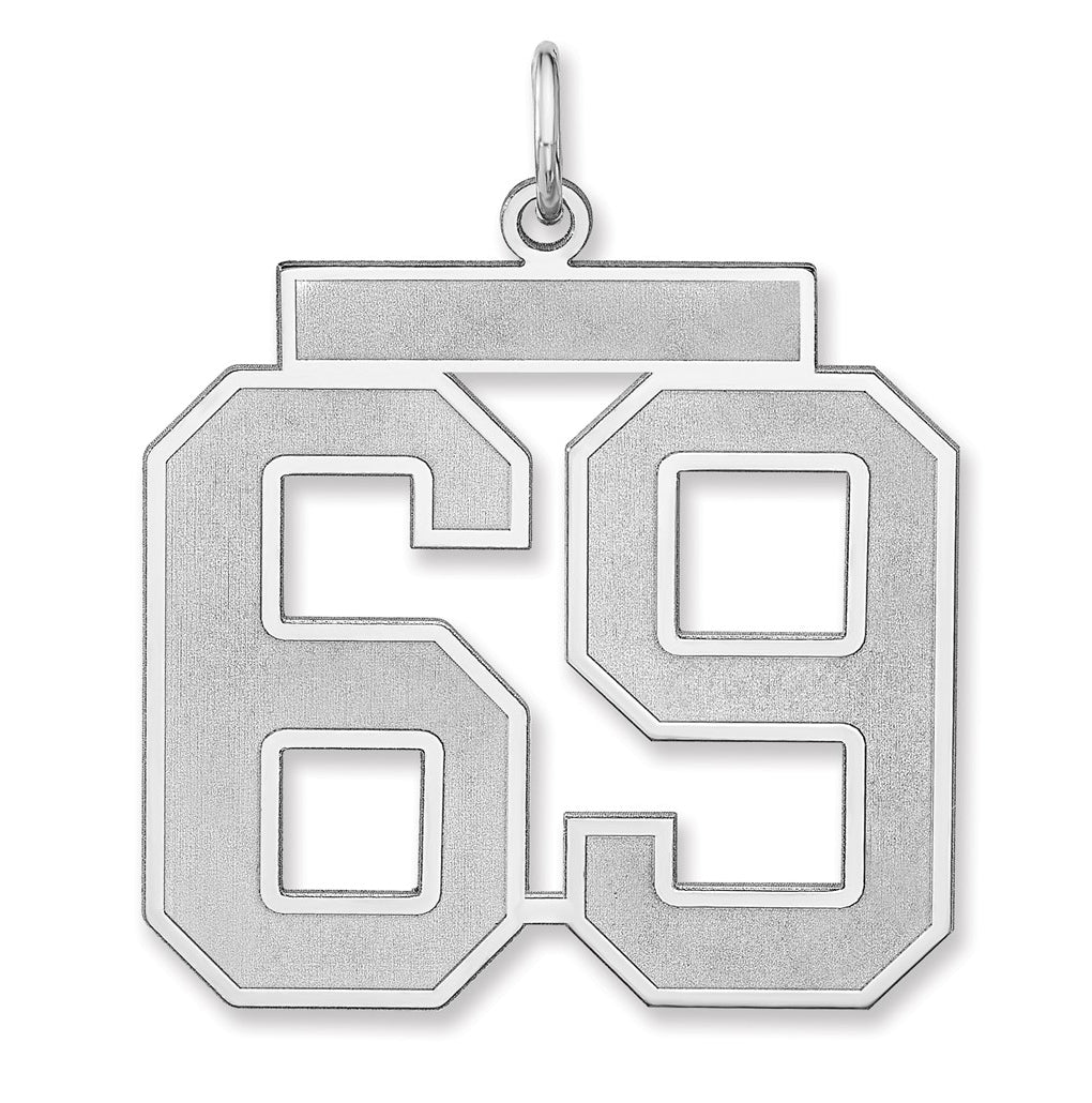 Sterling Silver/Rhodium-plated Satin Number Charm