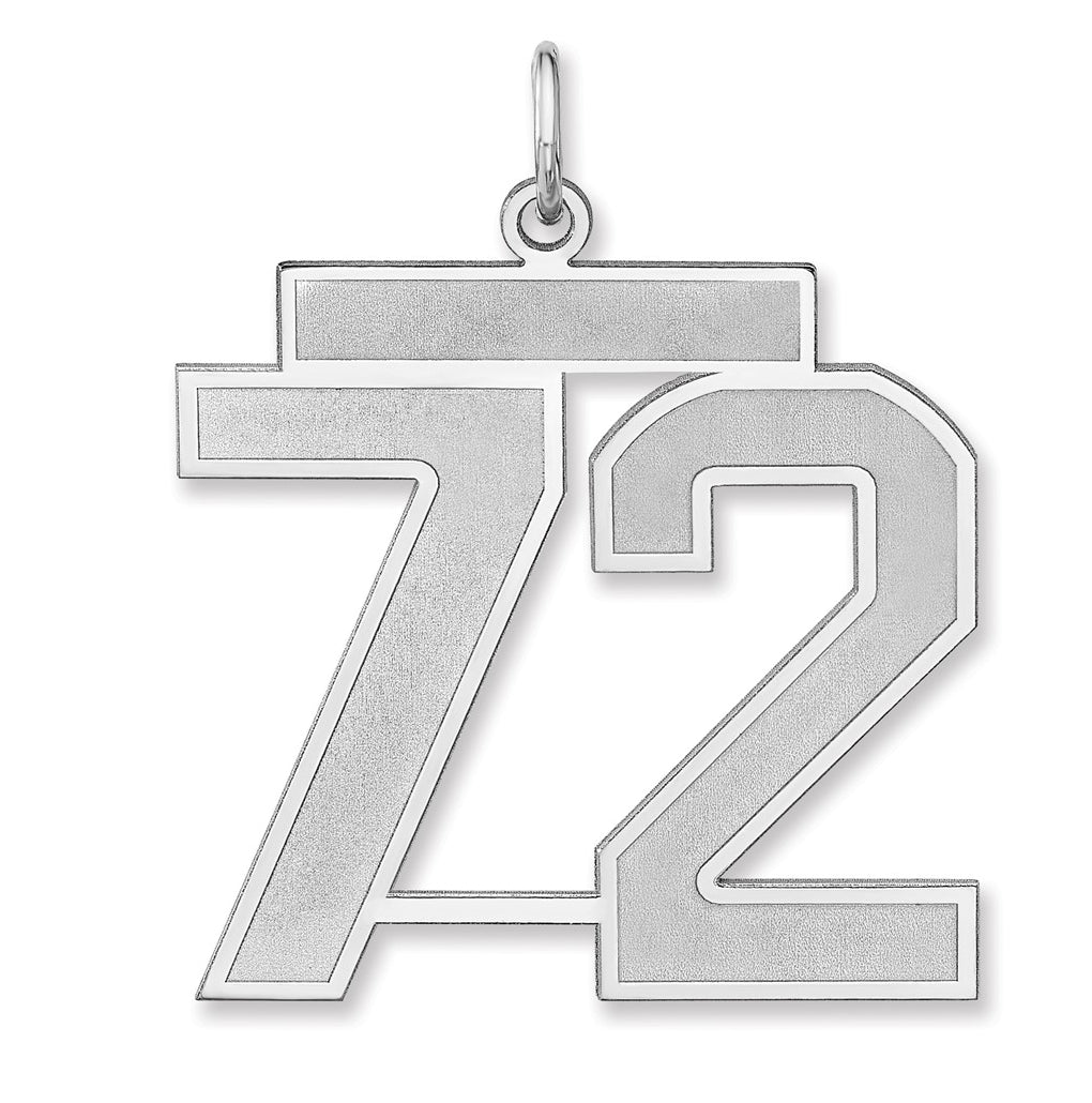Sterling Silver/Rhodium-plated Satin Number Charm