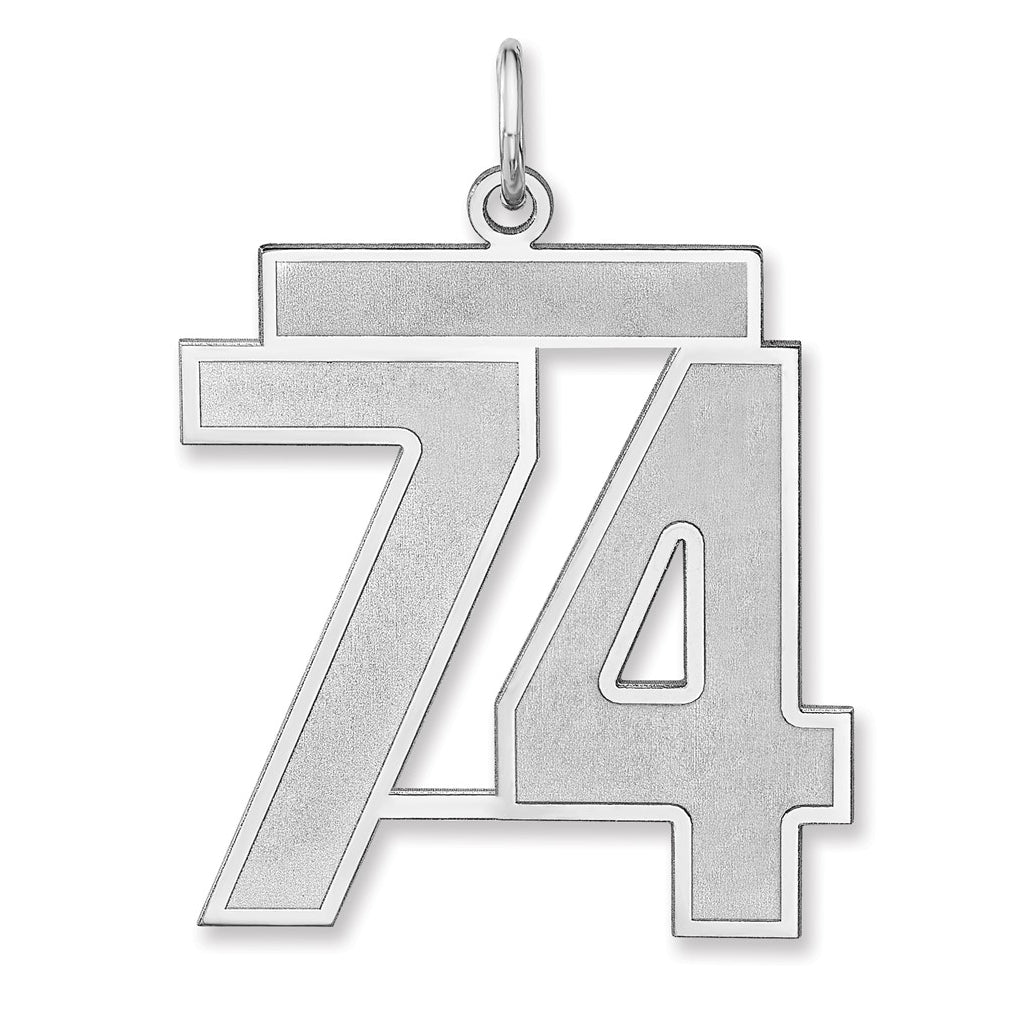 Sterling Silver/Rhodium-plated Satin Number Charm