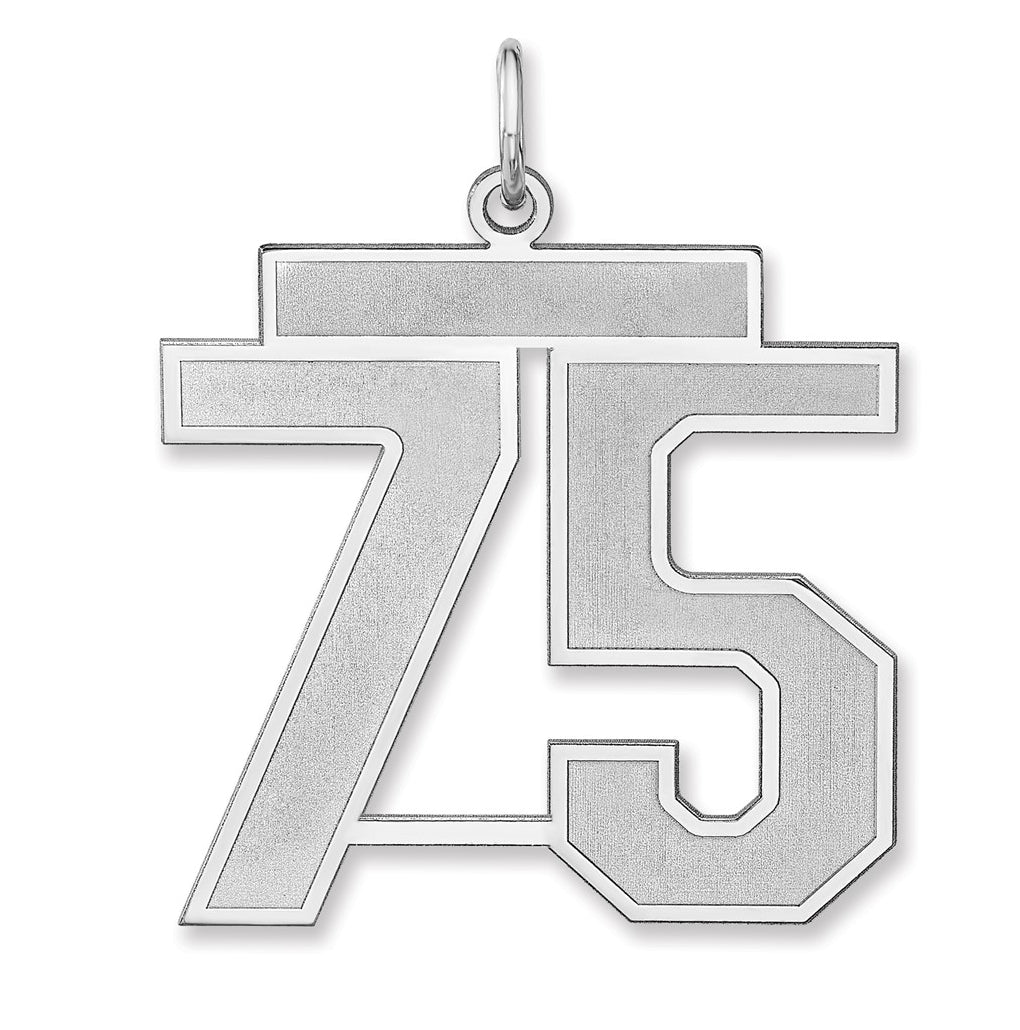 Sterling Silver/Rhodium-plated Satin Number Charm