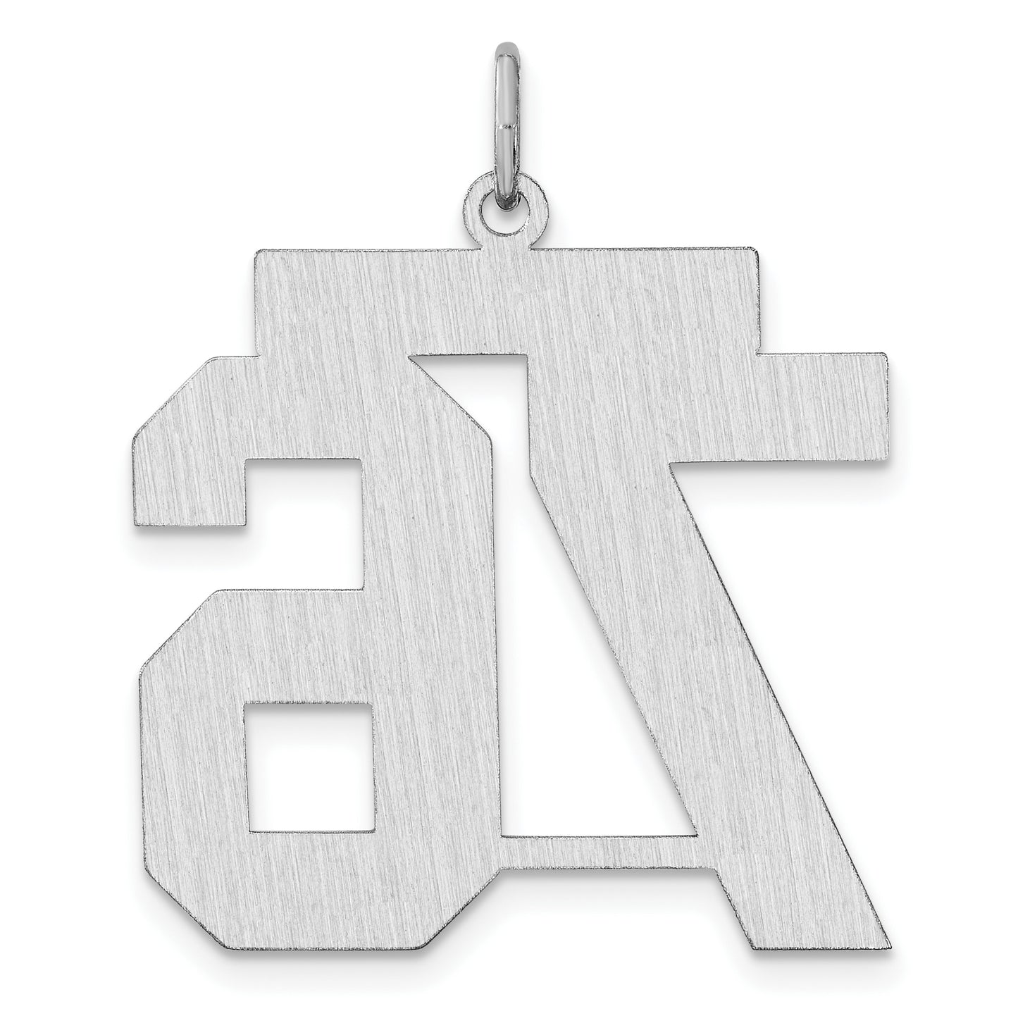 Sterling Silver Rhodium plated Satin Number 76 Charm