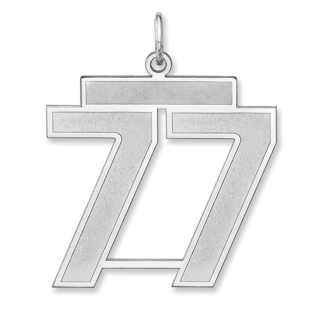 Sterling Silver/Rhodium-plated Satin Number Charm