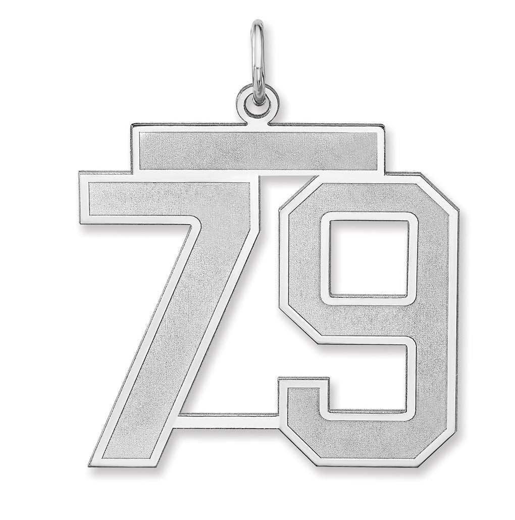 Sterling Silver/Rhodium-plated Satin Number Charm