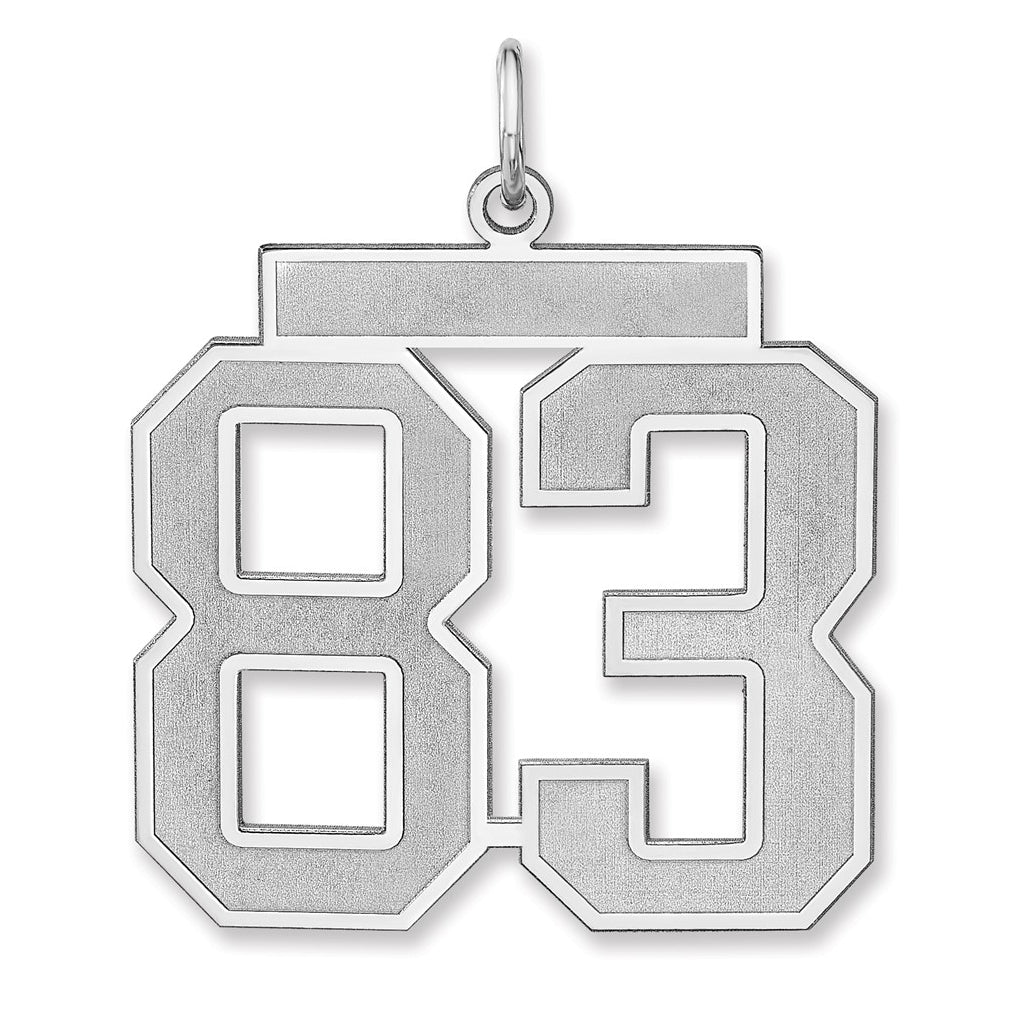 Sterling Silver/Rhodium-plated Satin Number Charm