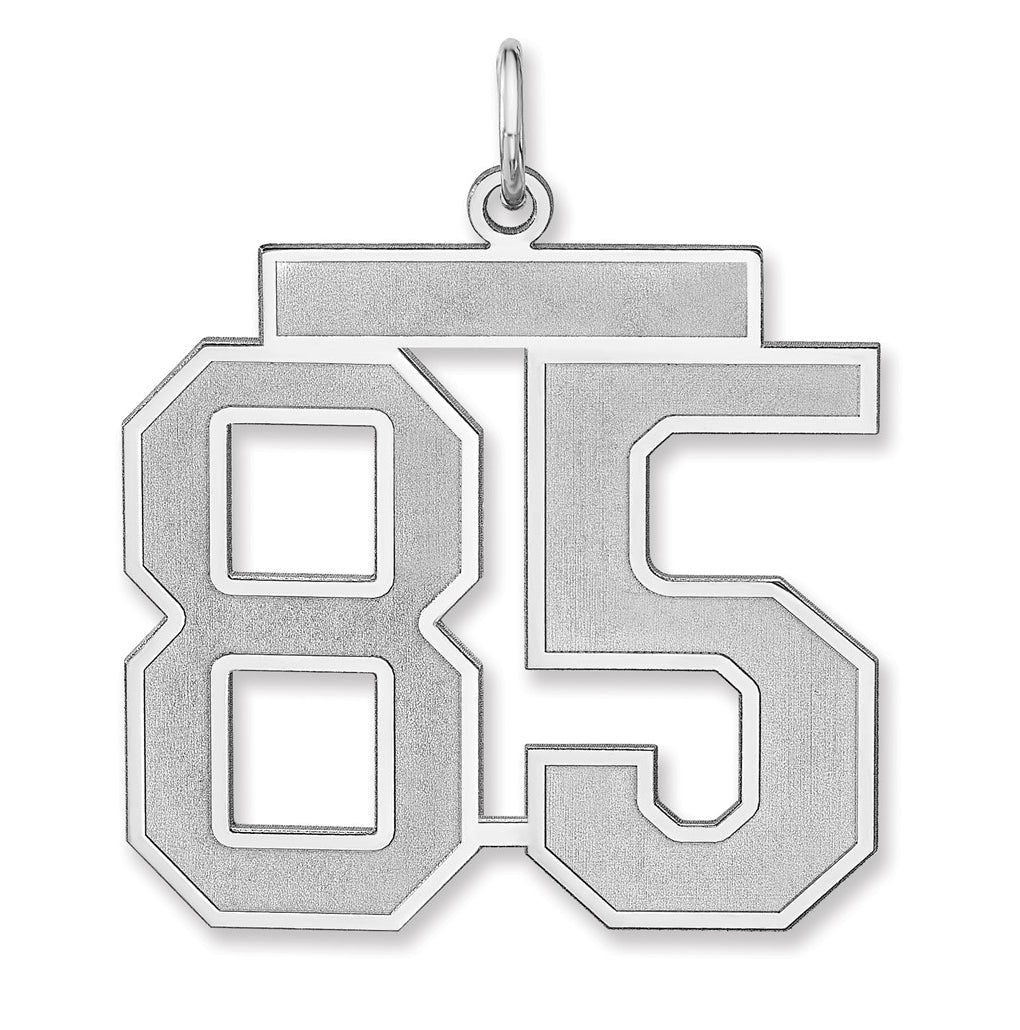 Sterling Silver/Rhodium-plated Satin Number Charm