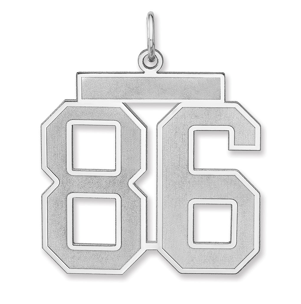 Sterling Silver/Rhodium-plated Satin Number Charm