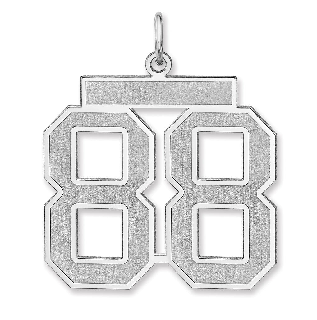 Sterling Silver/Rhodium-plated Satin Number Charm