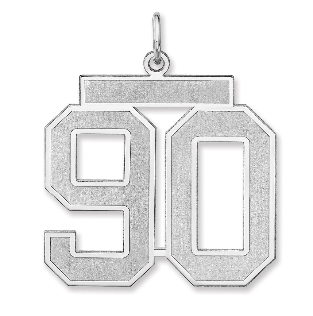 Sterling Silver/Rhodium-plated Satin Number Charm