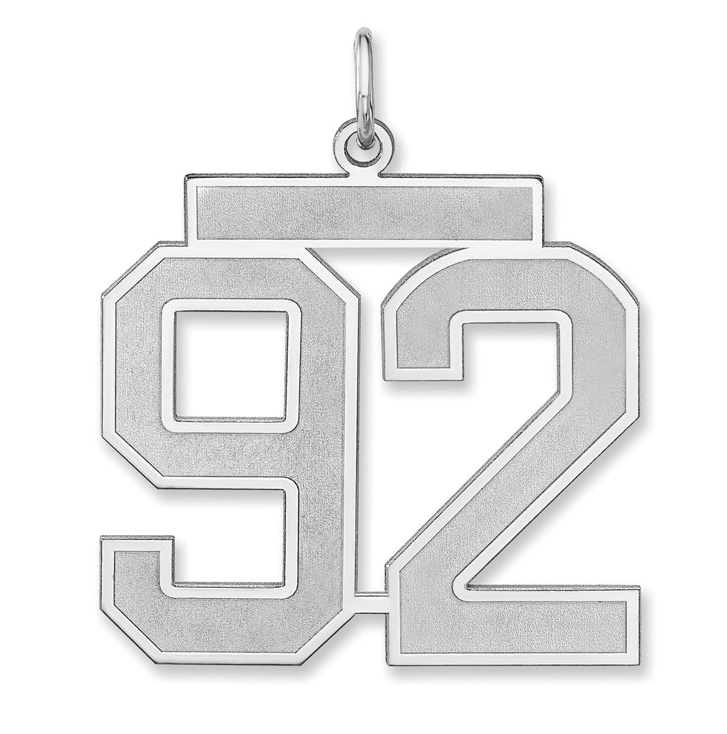 Sterling Silver/Rhodium-plated Satin Number Charm