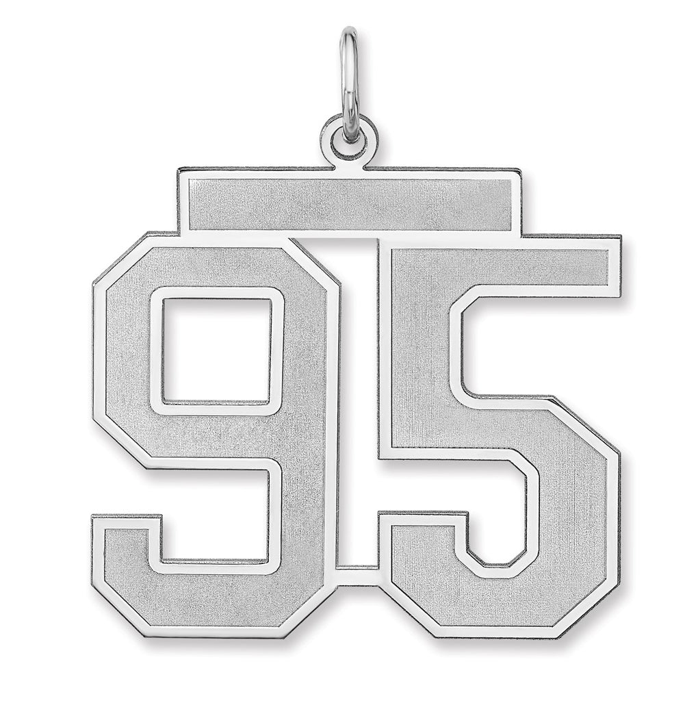 Sterling Silver/Rhodium-plated Satin Number Charm