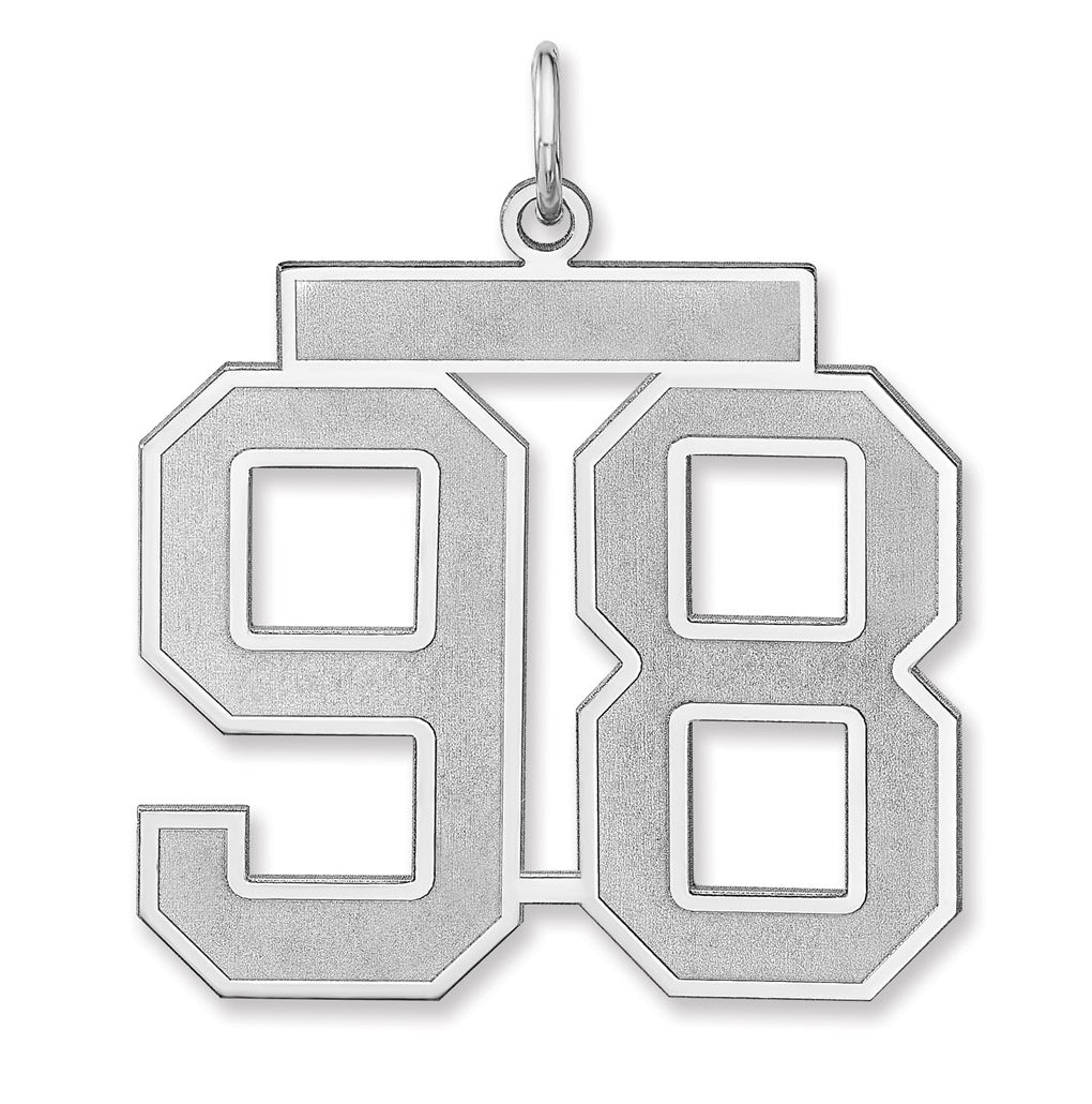Sterling Silver/Rhodium-plated Satin Number Charm