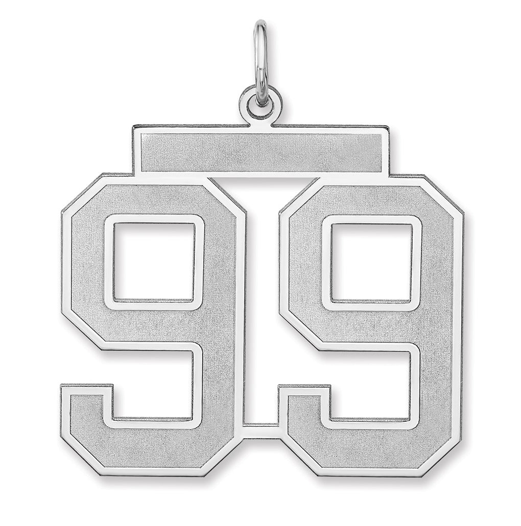 Sterling Silver/Rhodium-plated Satin Number Charm