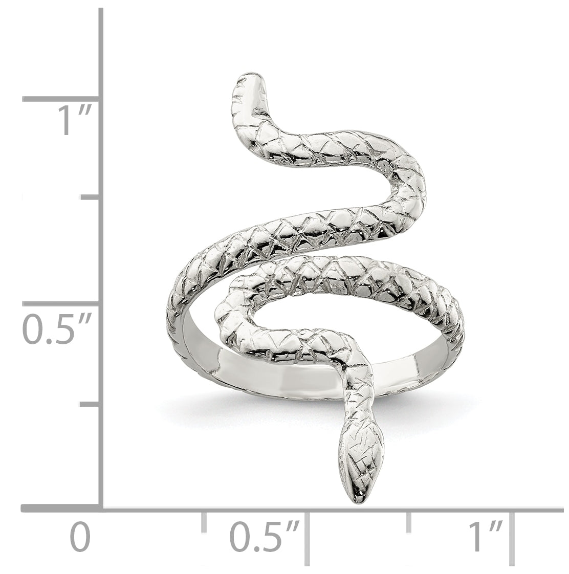 Sterling Silver Womens Snake Ring, Size 8