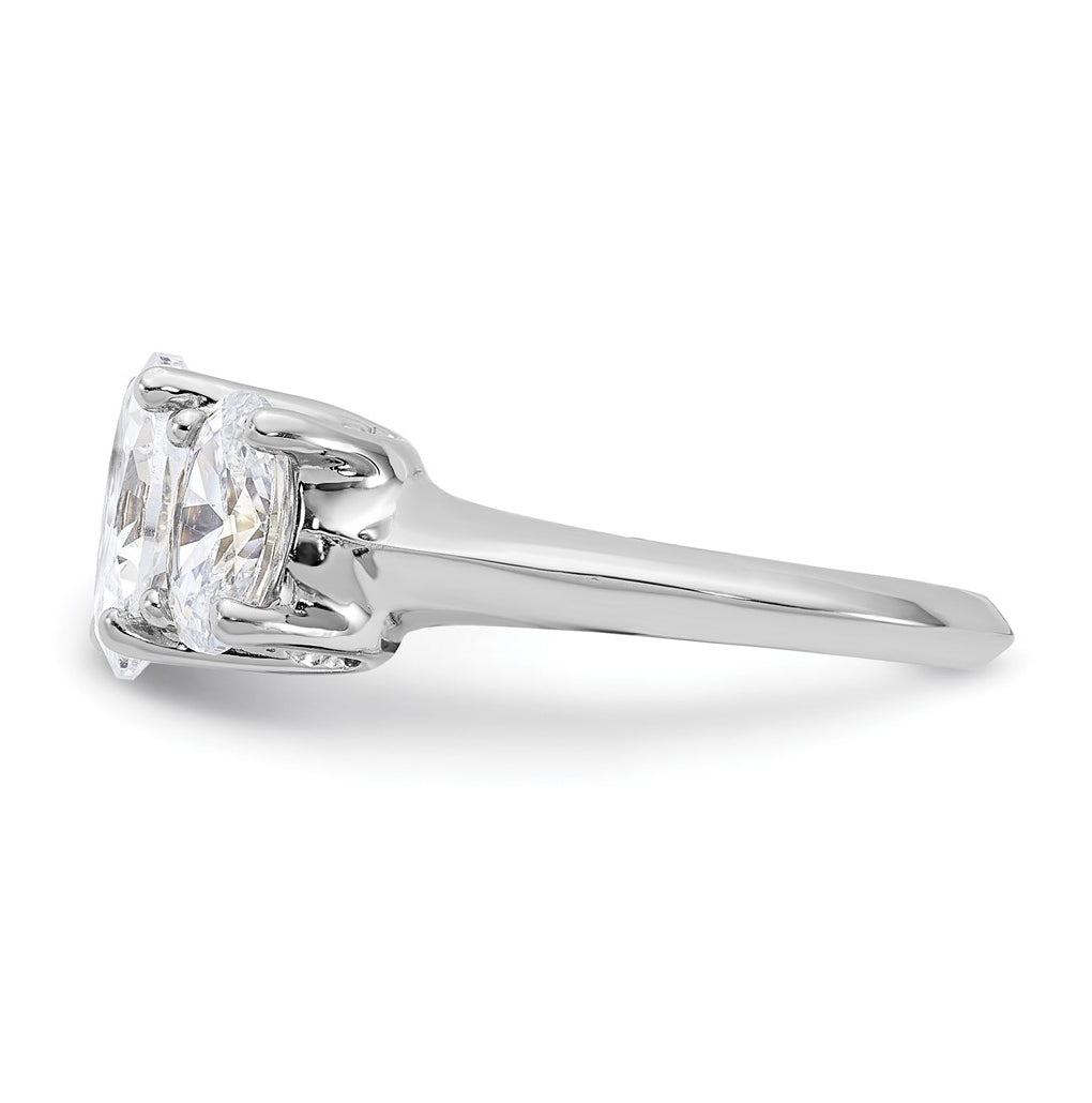 Sterling Silver Rhodium-plated 3 Stone Cubic Zirconia Ring – Elegant Jewelry Gift for Birthday, Anniversary, Engagement, Wedding
