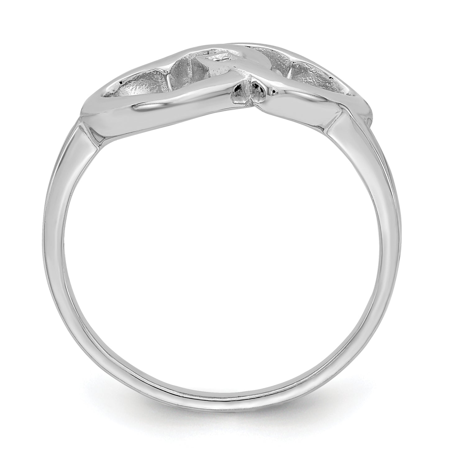 Sterling Silver Rhodium plated Diamond accent Intertwined Heart Ring, Size 6