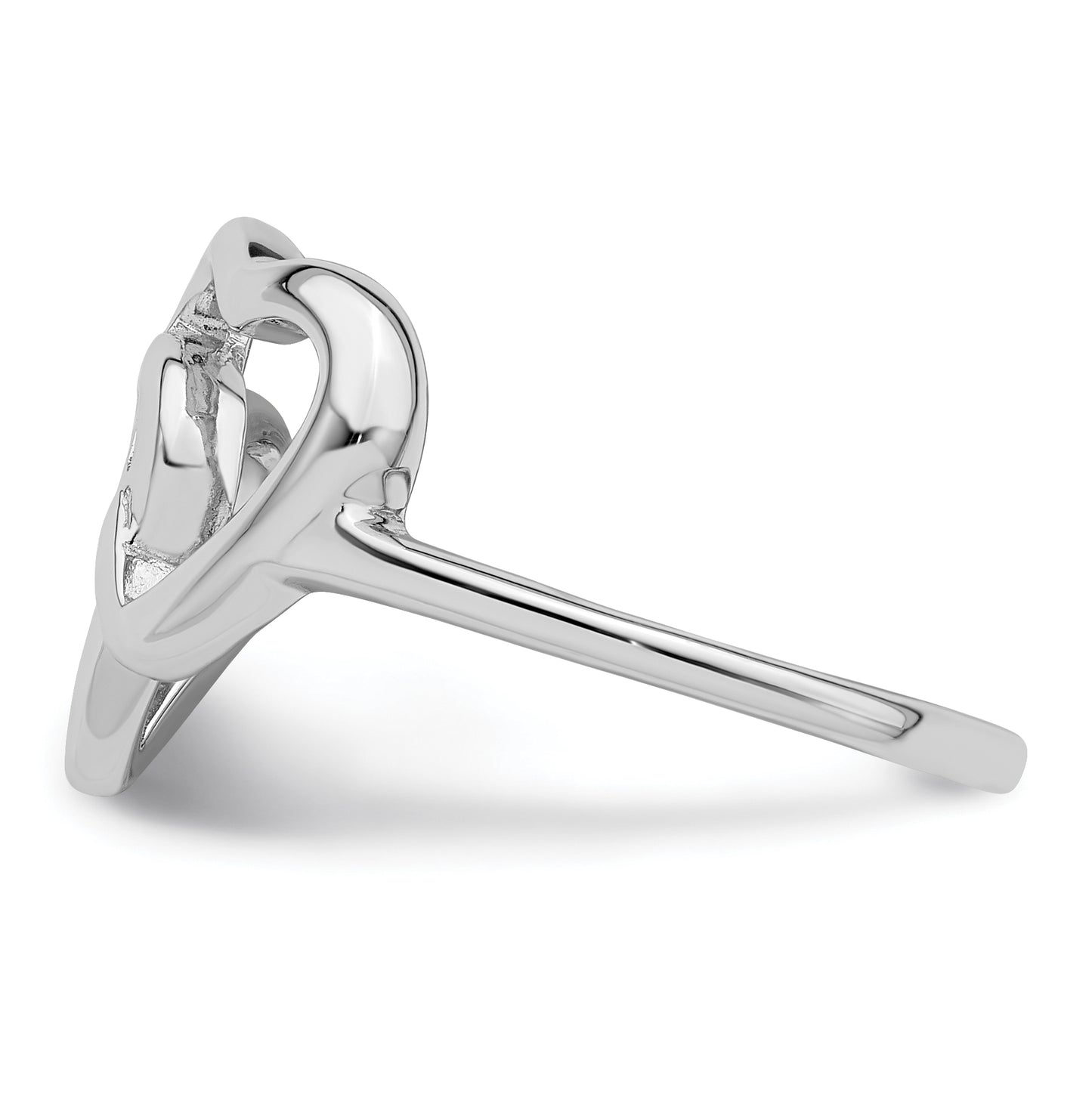 Sterling Silver Rhodium plated Diamond accent Intertwined Heart Ring, Size 8