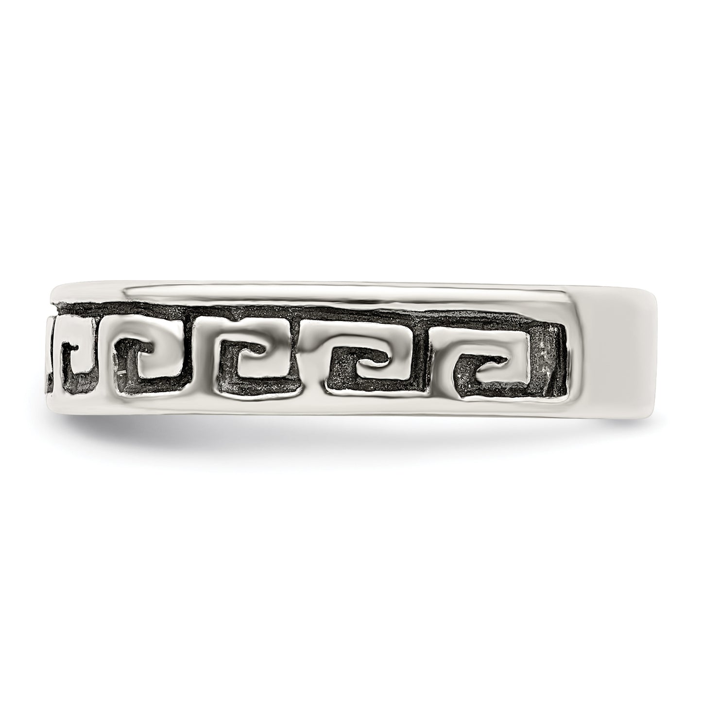 Sterling Silver Greek Key Antiqued Band, Size 7