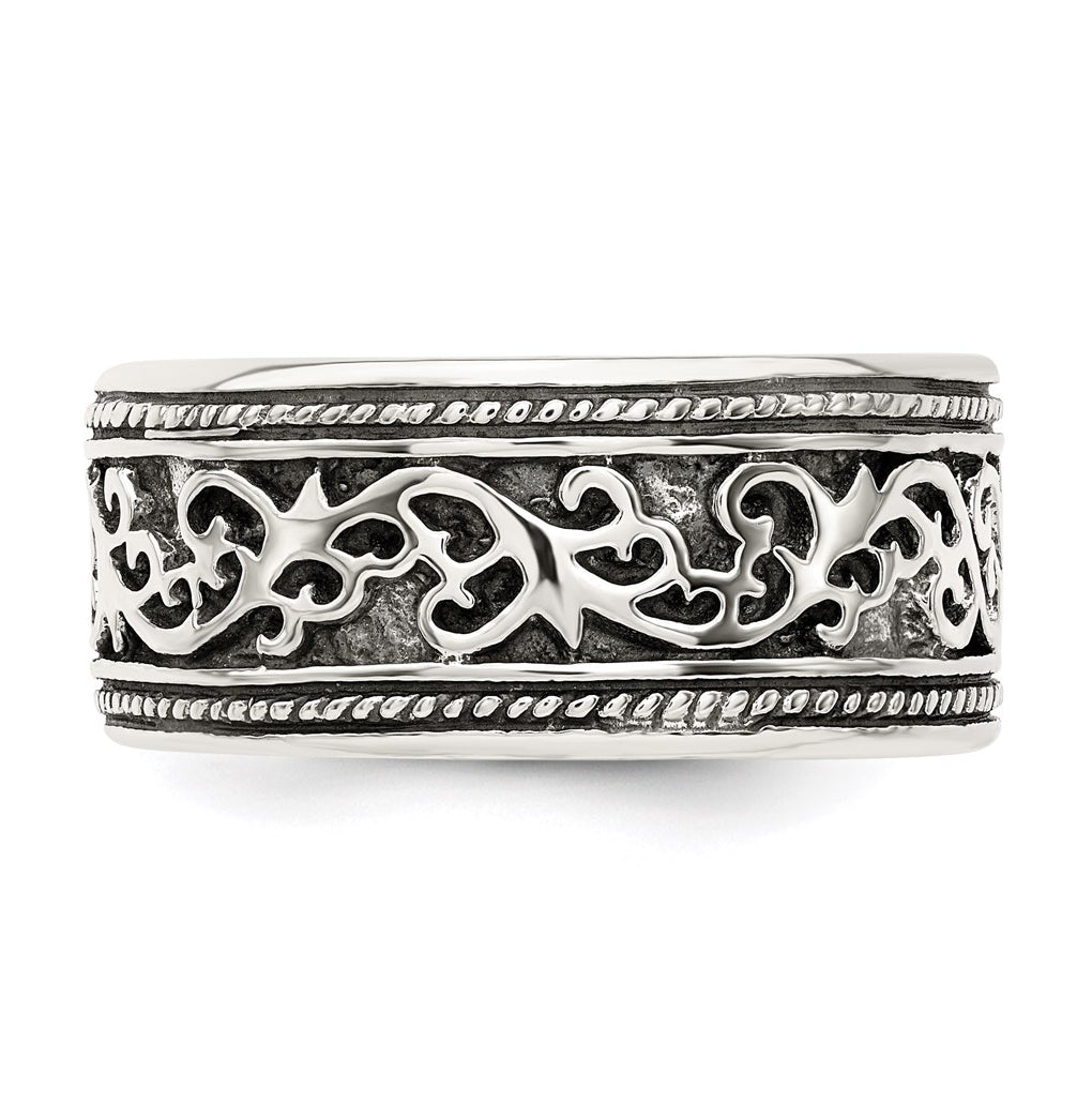 Sterling Silver Antiqued Band – Elegant Jewelry Gift for Birthday, Anniversary, Engagement, Wedding