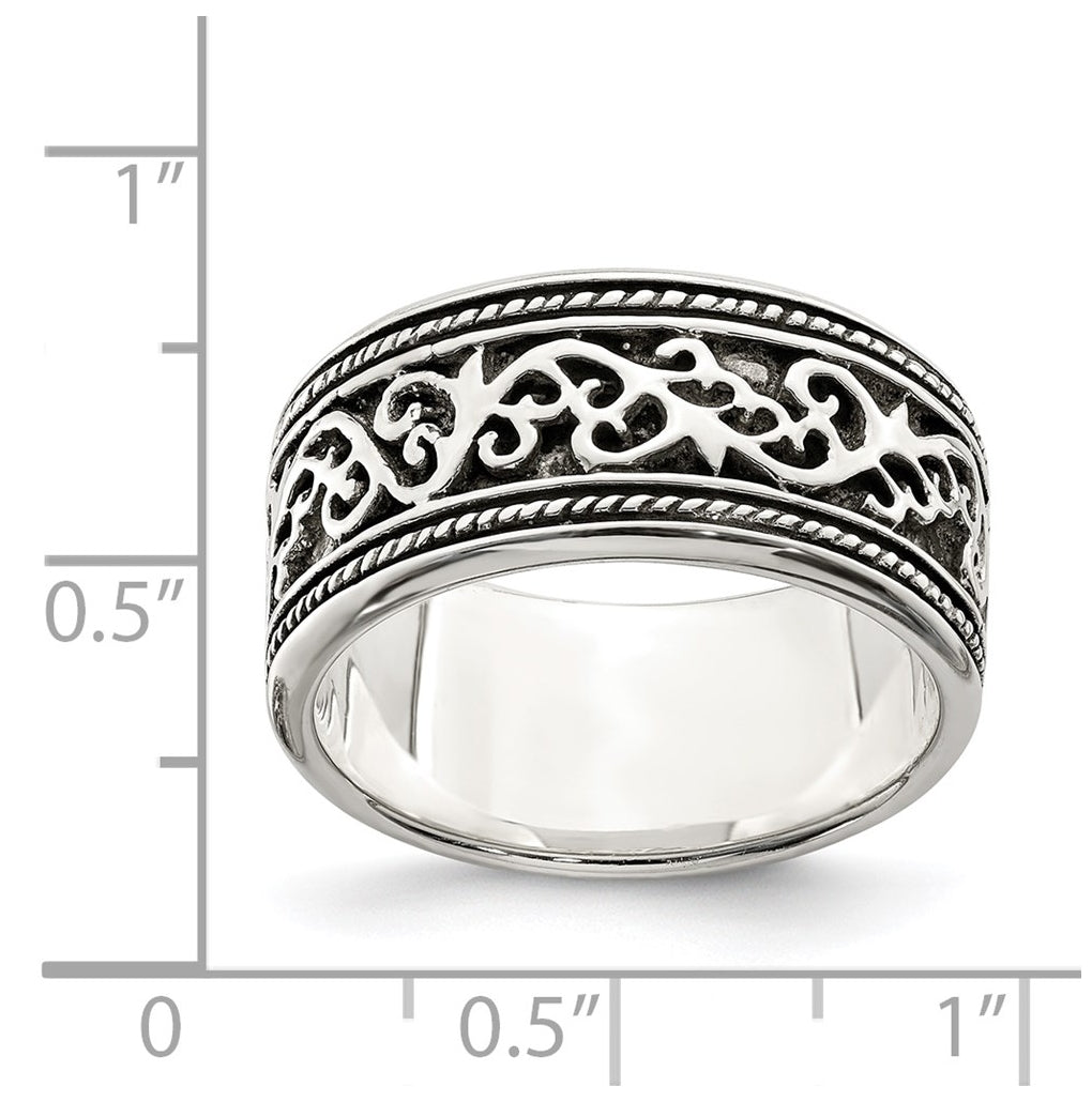 Sterling Silver Antiqued Band – Elegant Jewelry Gift for Birthday, Anniversary, Engagement, Wedding