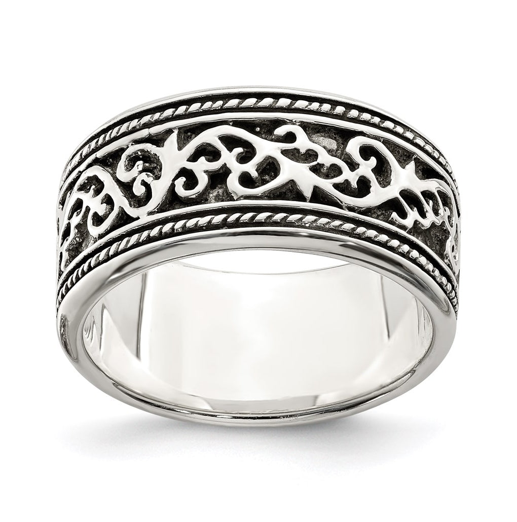 Sterling Silver Antiqued Band – Elegant Jewelry Gift for Birthday, Anniversary, Engagement, Wedding