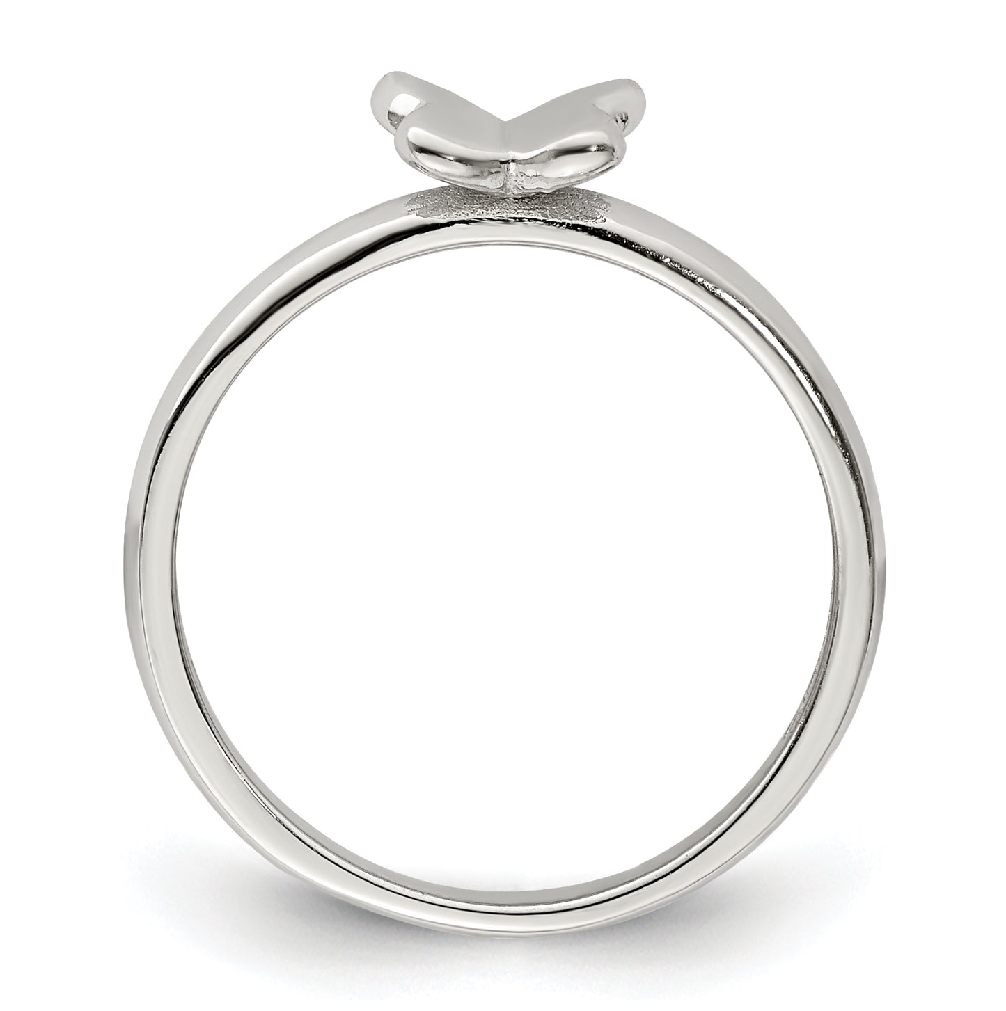 Sterling Silver Rhodium plated Polished Butterfly Children's Ring, Size 4