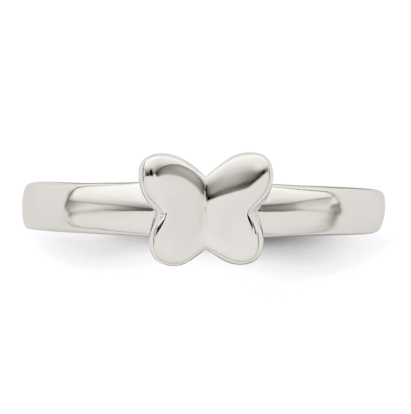 Sterling Silver Rhodium plated Polished Butterfly Children's Ring, Size 3