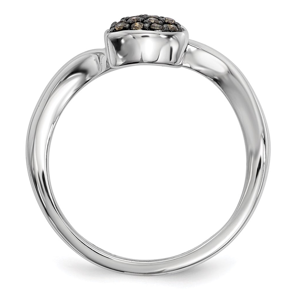 Sterling Silver Champagne Diamond Small Heart Ring – Elegant Jewelry Gift for Birthday, Anniversary, Engagement, Wedding